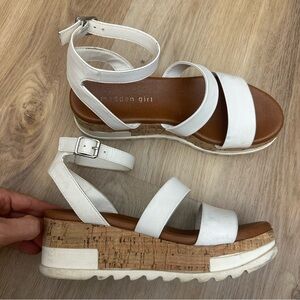 Madden Girl Ellinore White Strappy Cork Platform Wedge Sandals size 7